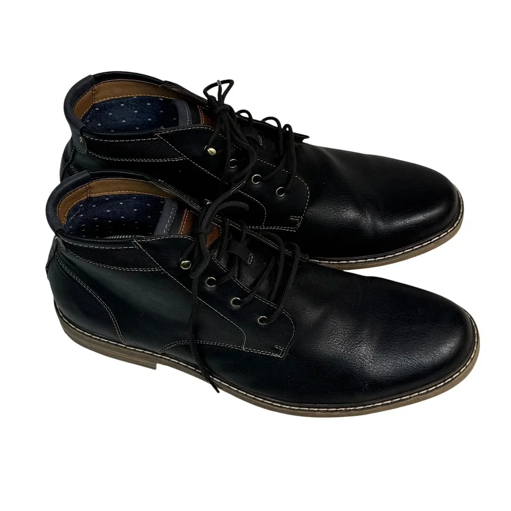 Hawker Rye Men Black Lace Up Chukka Ankle Boots Size 11.5 Round Toe Casual Dress